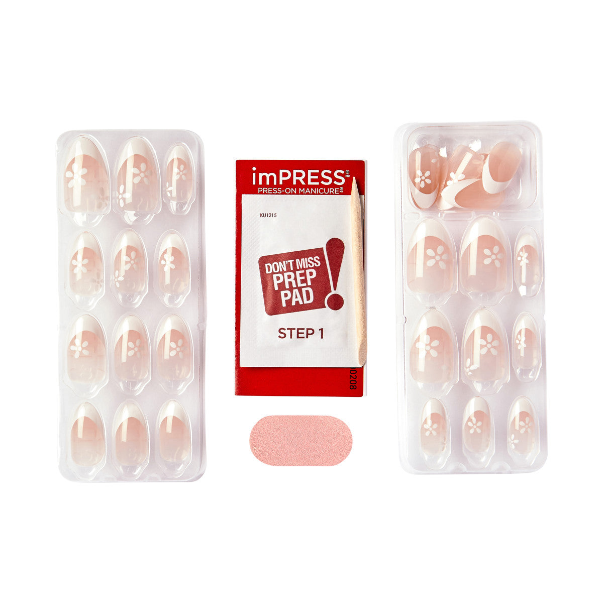 imPRESS Modern French Press-On Nails, No Glue Needed, Bílé špičky, Medium Mandloý, 33 ks