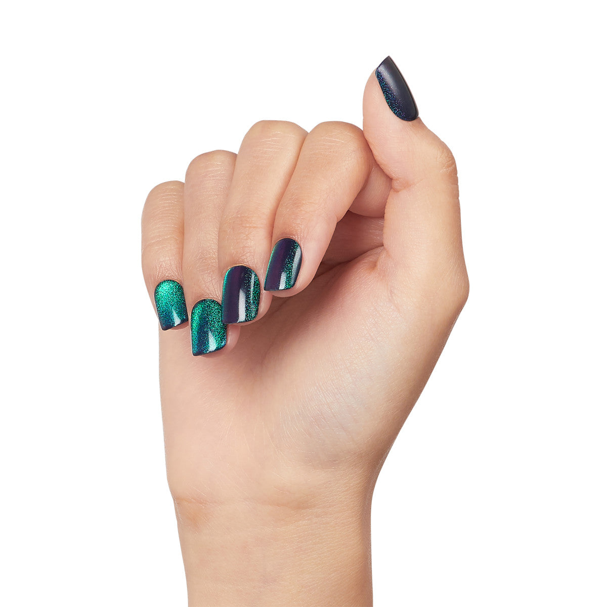 colorFX by imPRESS Press-On Nails, No Glue Needed, Tmavě zelená, Short Zaoblený, 30 ks