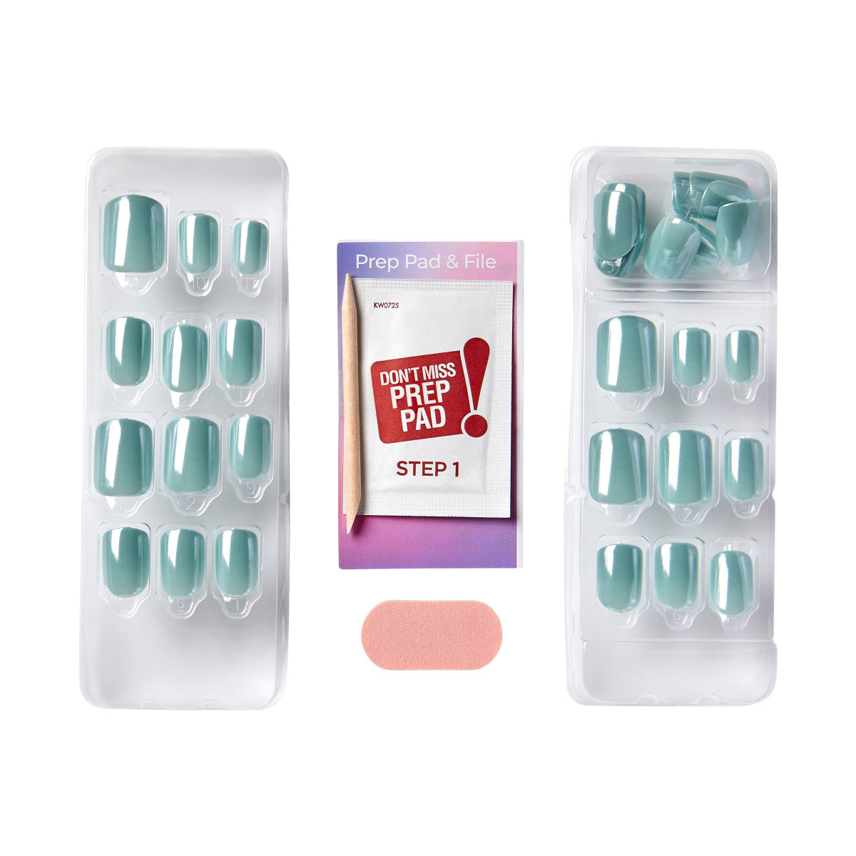 colorFX by imPRESS Press-On Nails, No Glue Needed, Středně zelená, Short Zaoblený, 30 ks