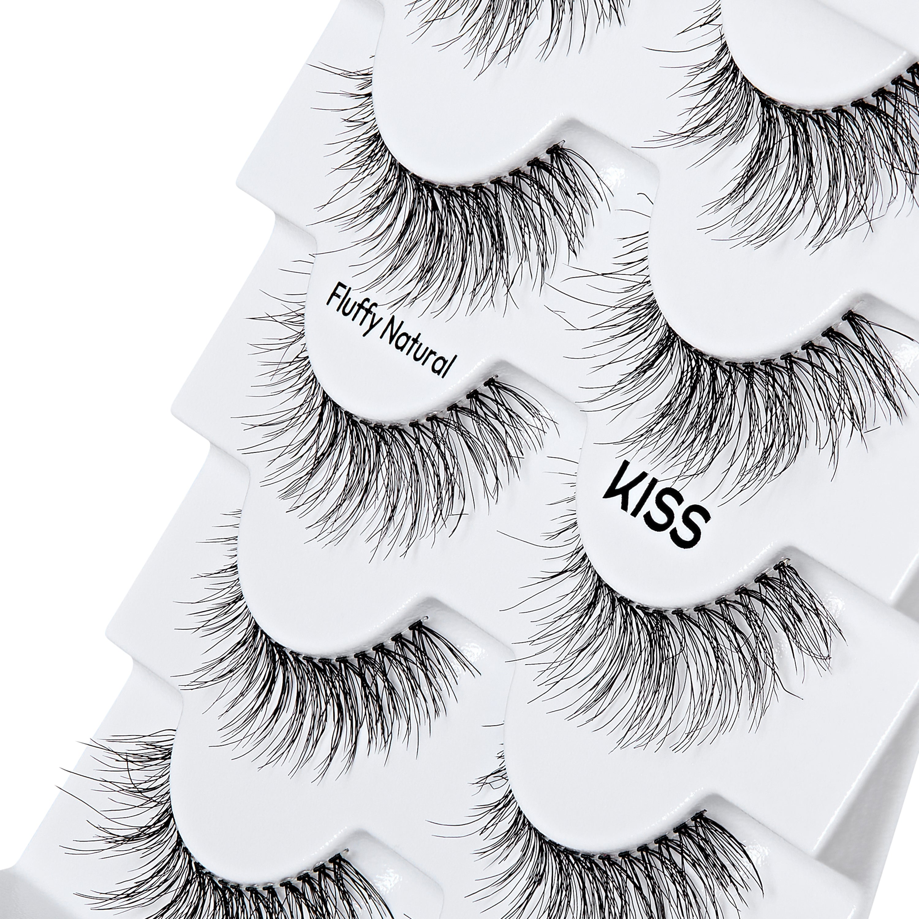 KISS So Natural falešné řasy, „Fluffy Natural“, 10 mm–12 mm, střední objem, 5 párů