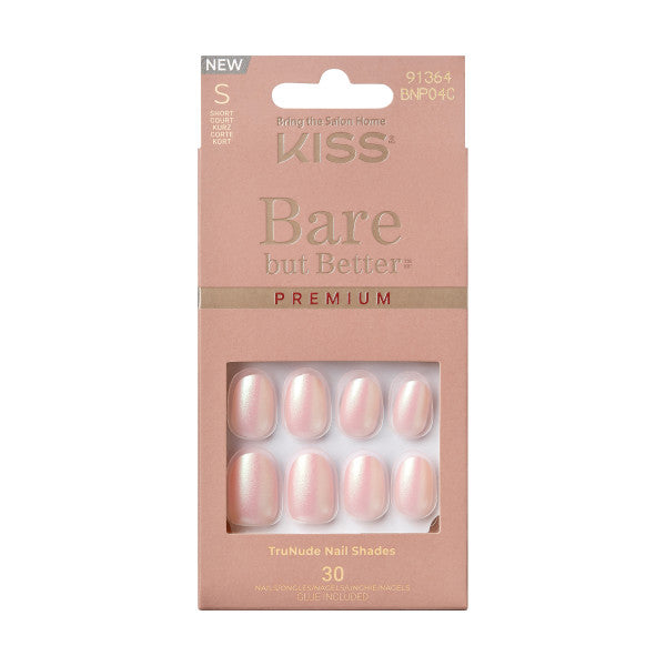 KISS Bare but Better Premium Press-On Nails, ‘Mocha’, Tělová, Short Oválý, 33 ks
