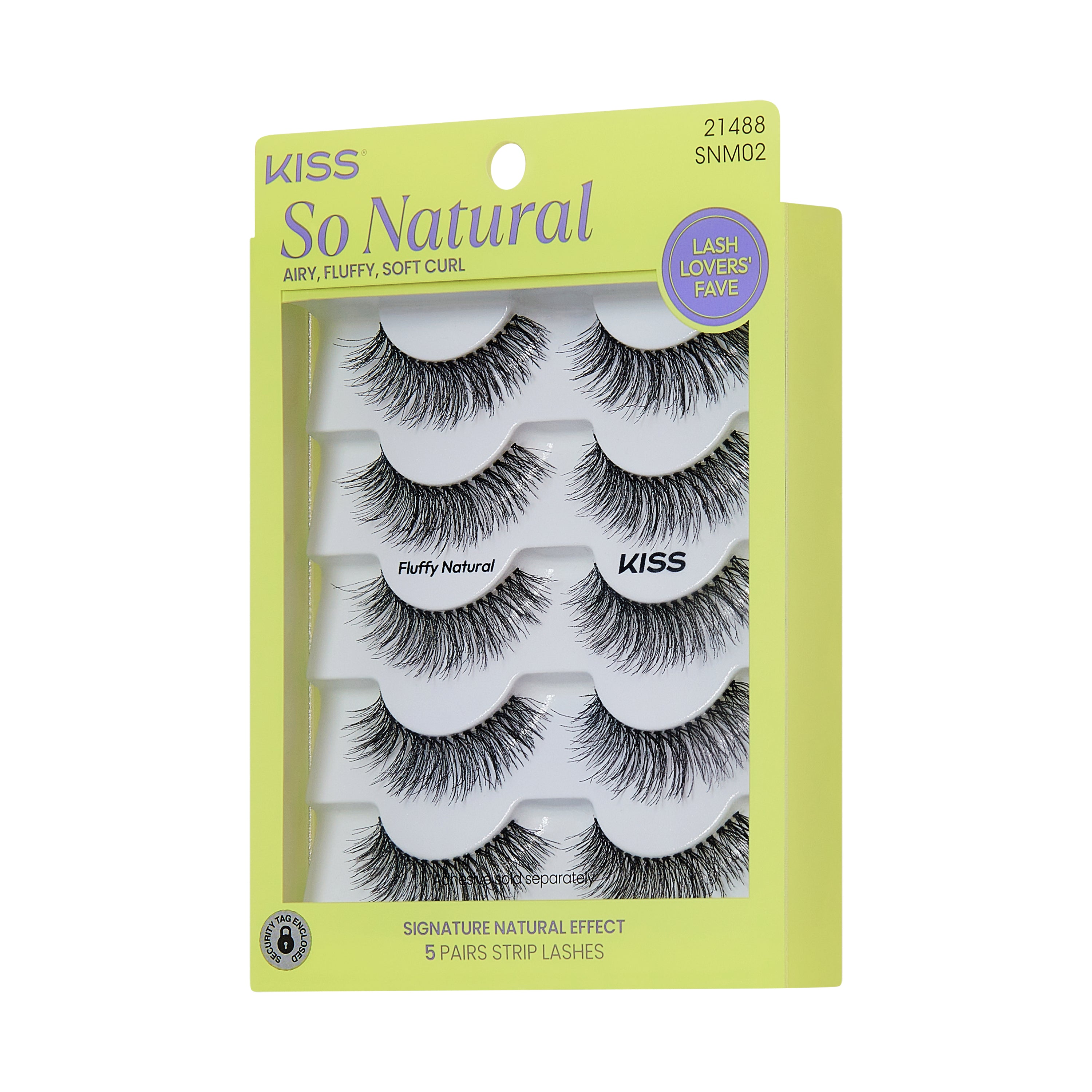 Kiss So Natural Umělé Řasy, ‘Fluffy Natural’, 10mm-12mm, Střední Objem, 5 Párů