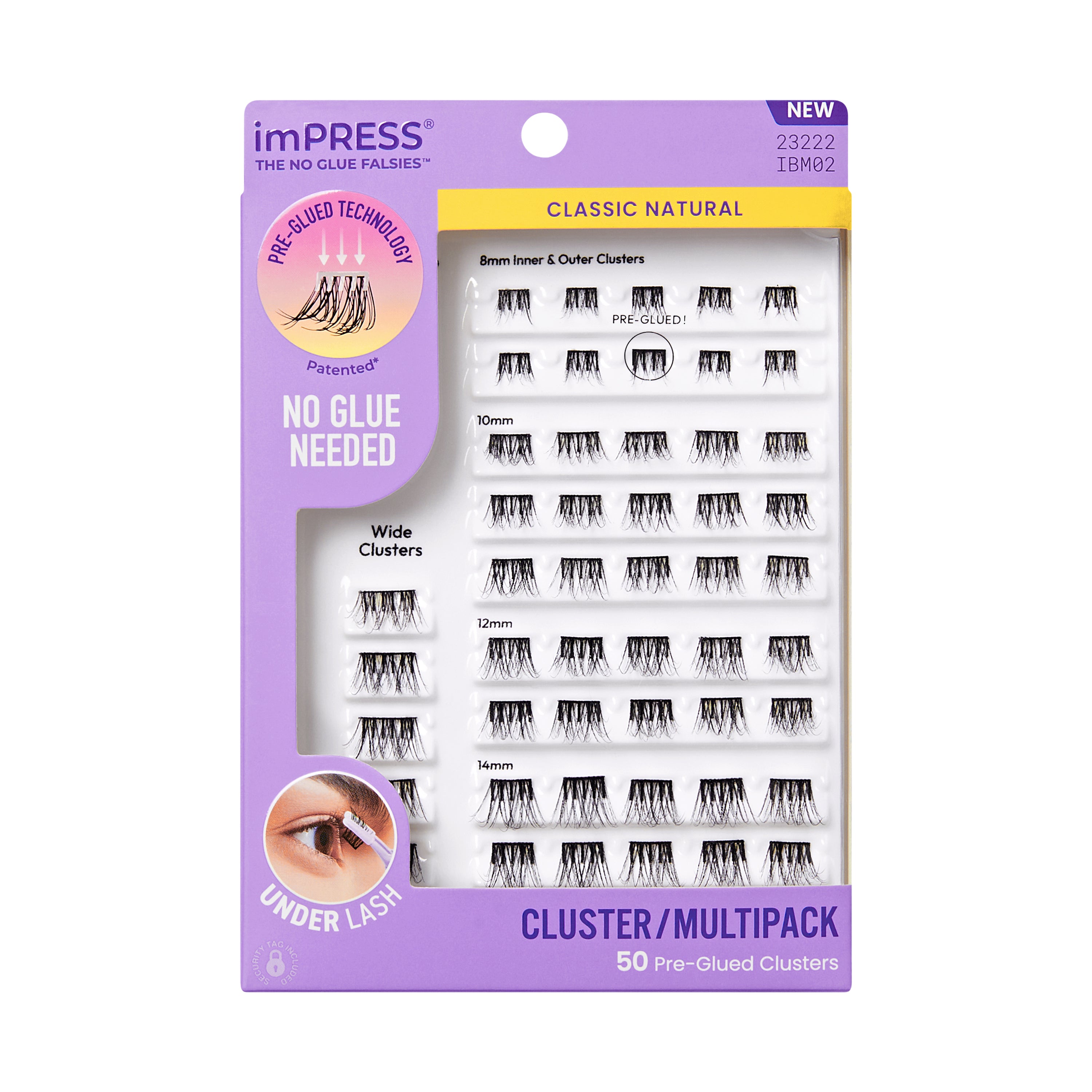 Kiss Impress Předlepené Řasy Klusterů Multipack, Klasické Přirozené, 50 Samolepicích Řas