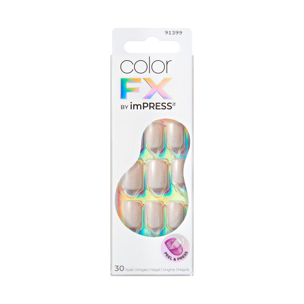 colorFX by imPRESS Press-On Nails, No Glue Needed, Bílá, Short Zaoblený, 30 ks