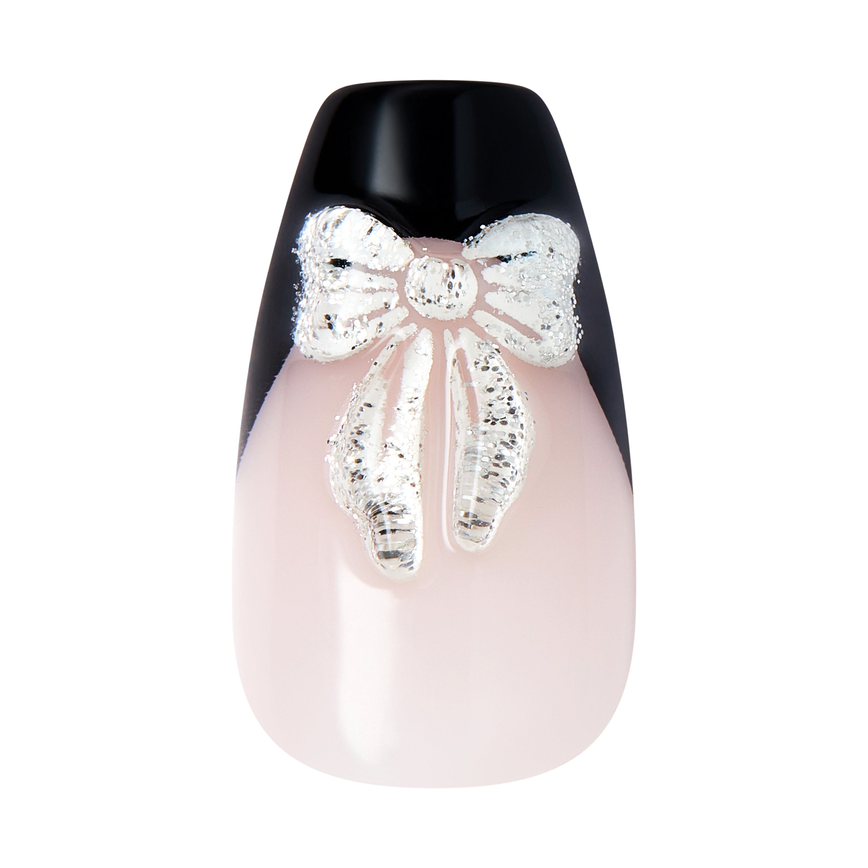 Kiss Impress Press On Nails, „U řeky“, Černé, Střední rakve, 30 kusů