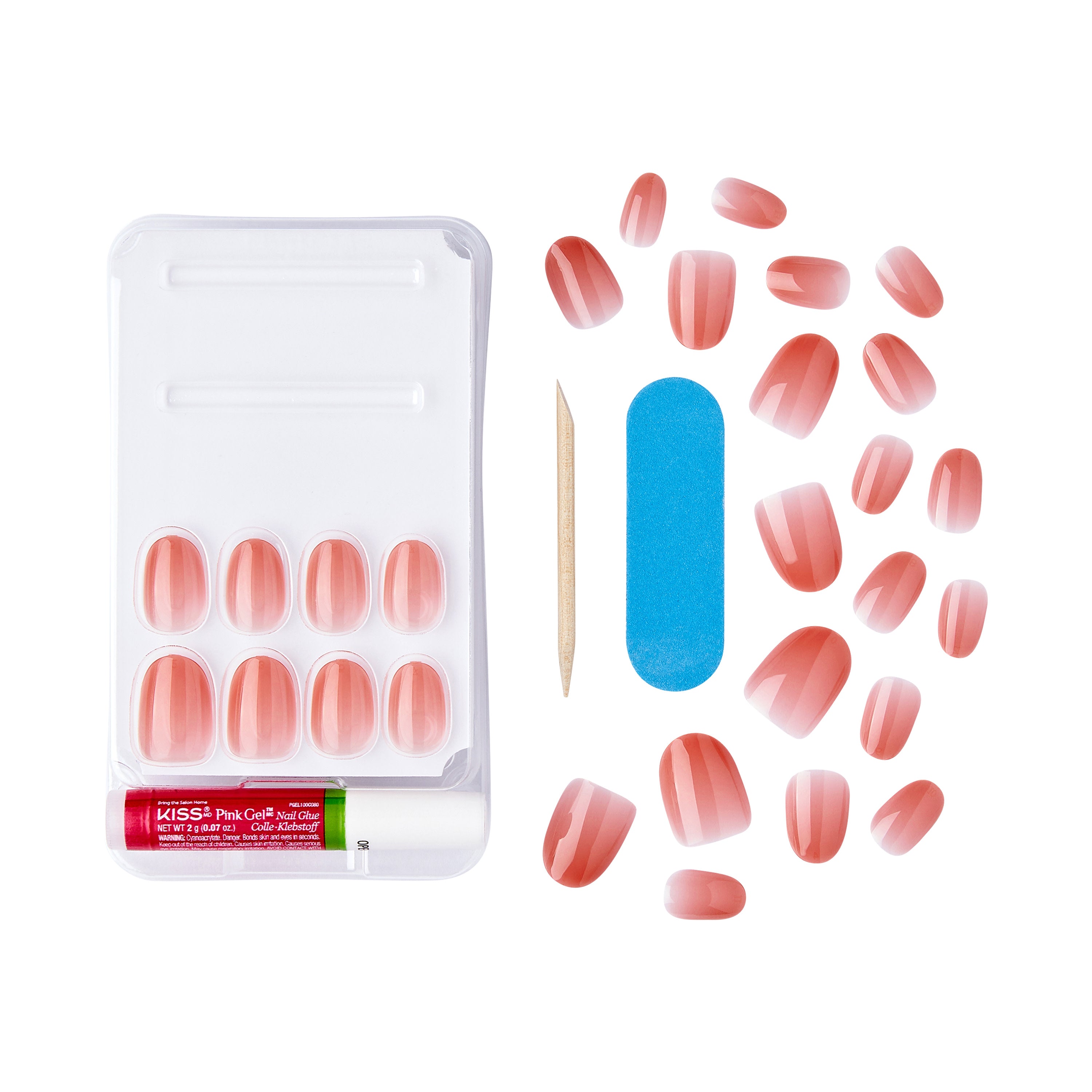 Kiss Bare but Better TruNude Press On Nails, Solid Orange, Short Oval, 28 Ct.