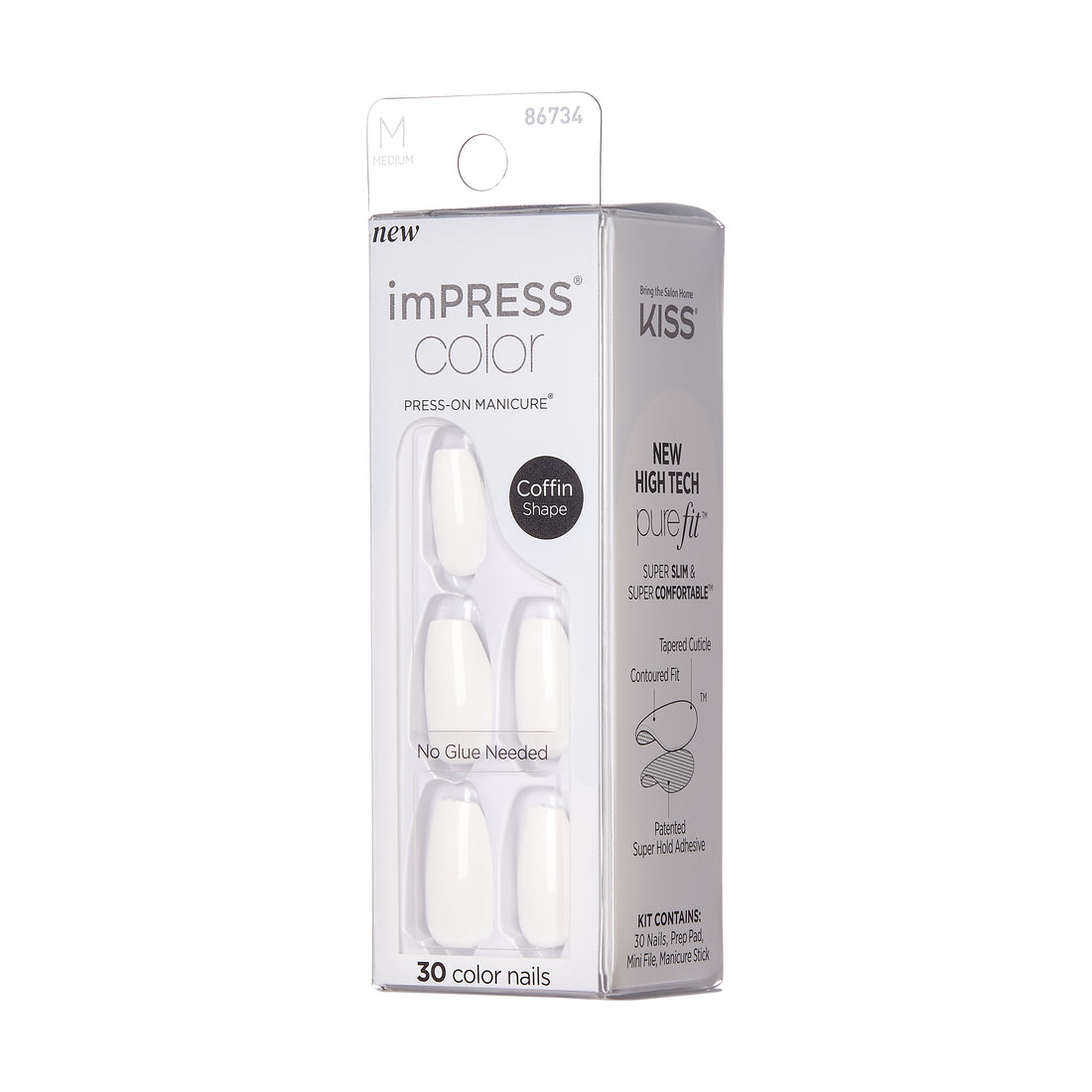 imPRESS Color Press-On Manicure Coffin Medium- Frosting