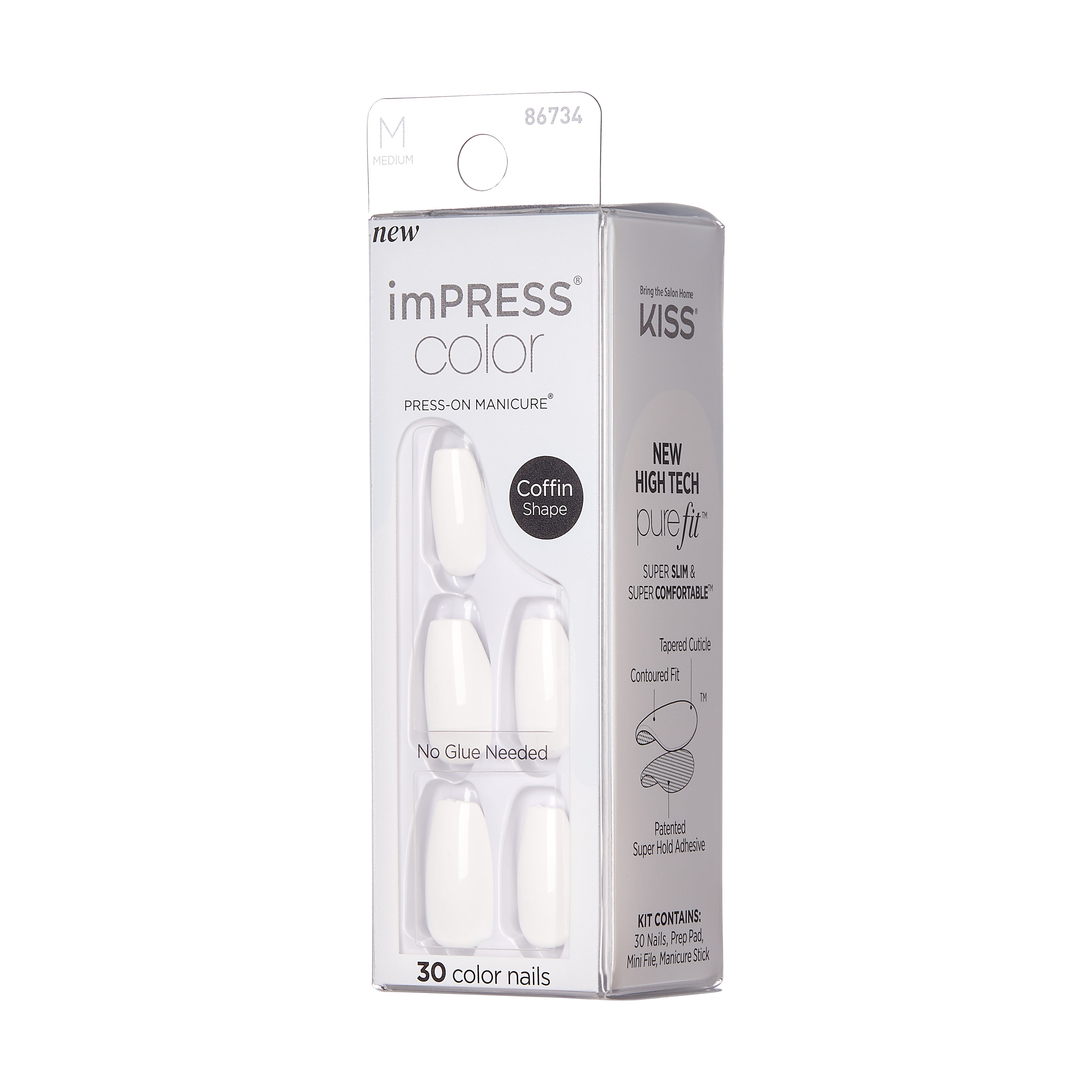 imPRESS Color Press-On Manicure Coffin Medium- Frosting