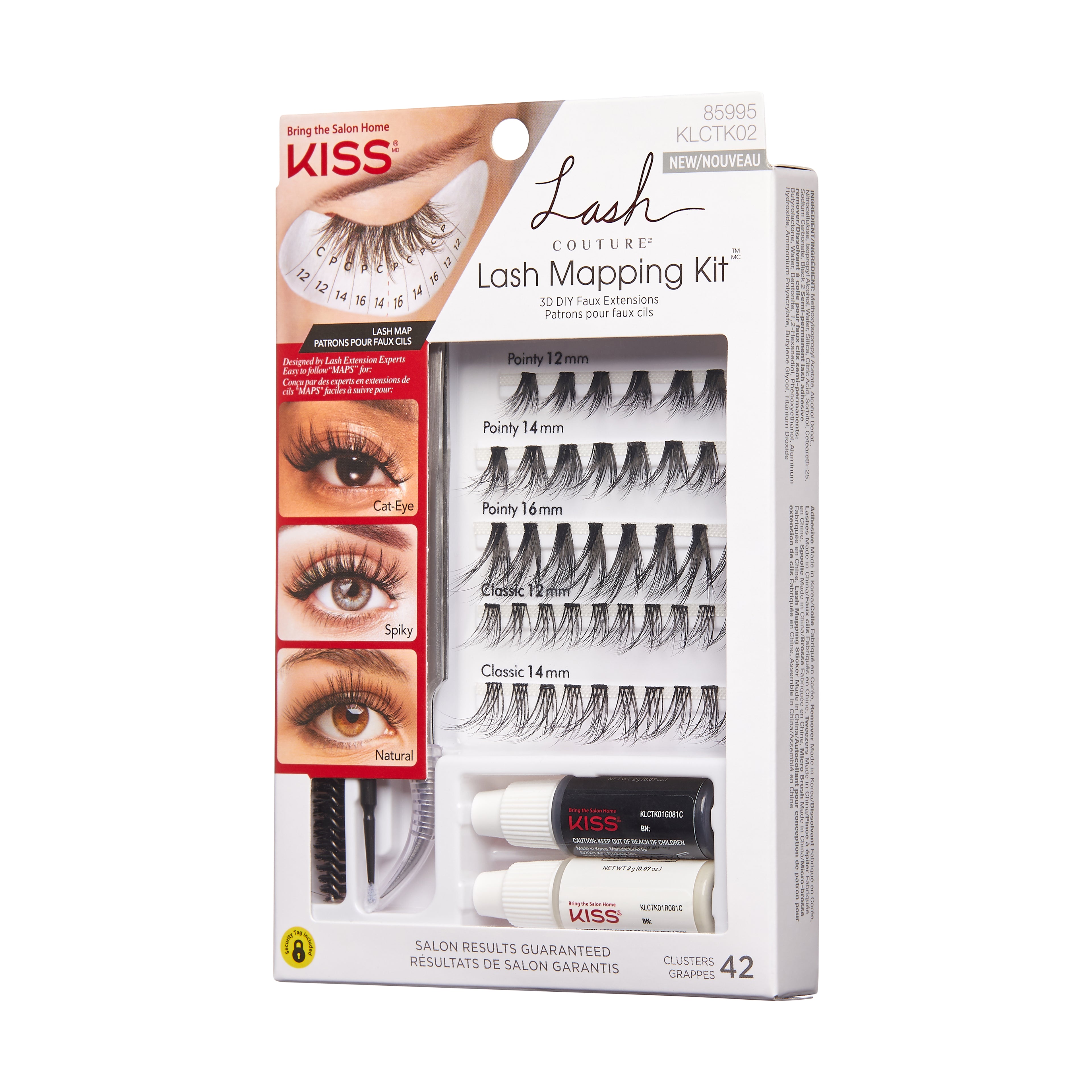 KISS Lash Couture 3D DIY Faux Extensions Lash Mapping Kit, 42 Lash Clusters, 50 ks