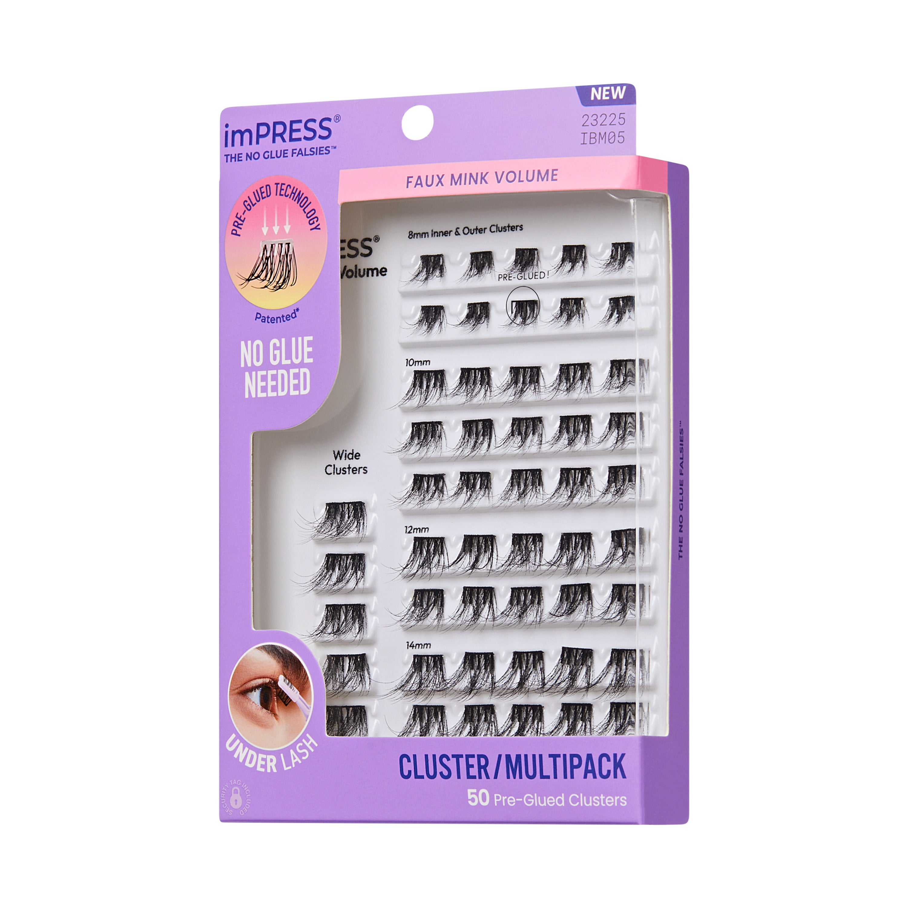 Kiss Impress Pre-Glued Lash Clusters Multipack, Faux Mink Volume, 50 Self Adhesive Eyelashes