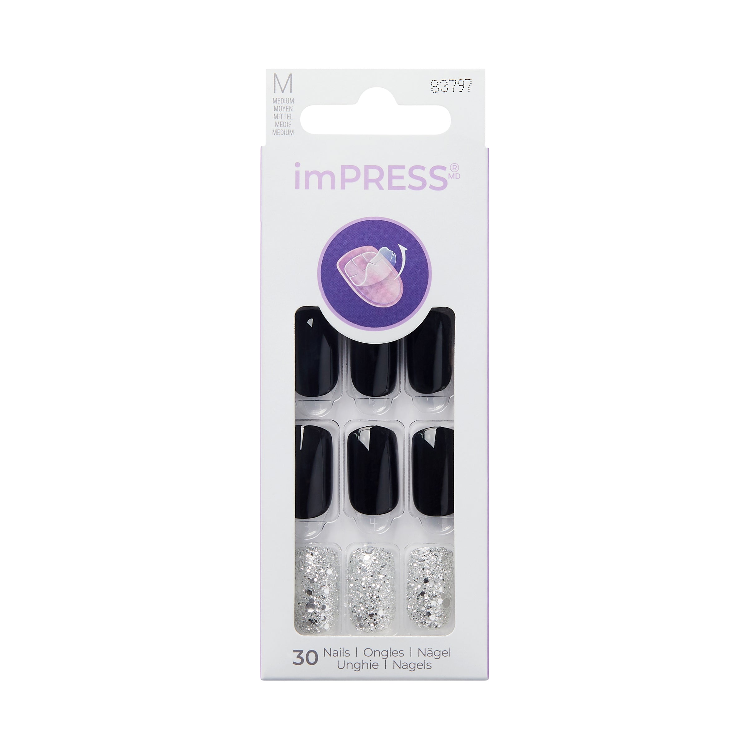 imPRESS Press-On Nails, No Glue Needed, Destiny, Vícebarevná, Medium Zaoblený, 30 ks