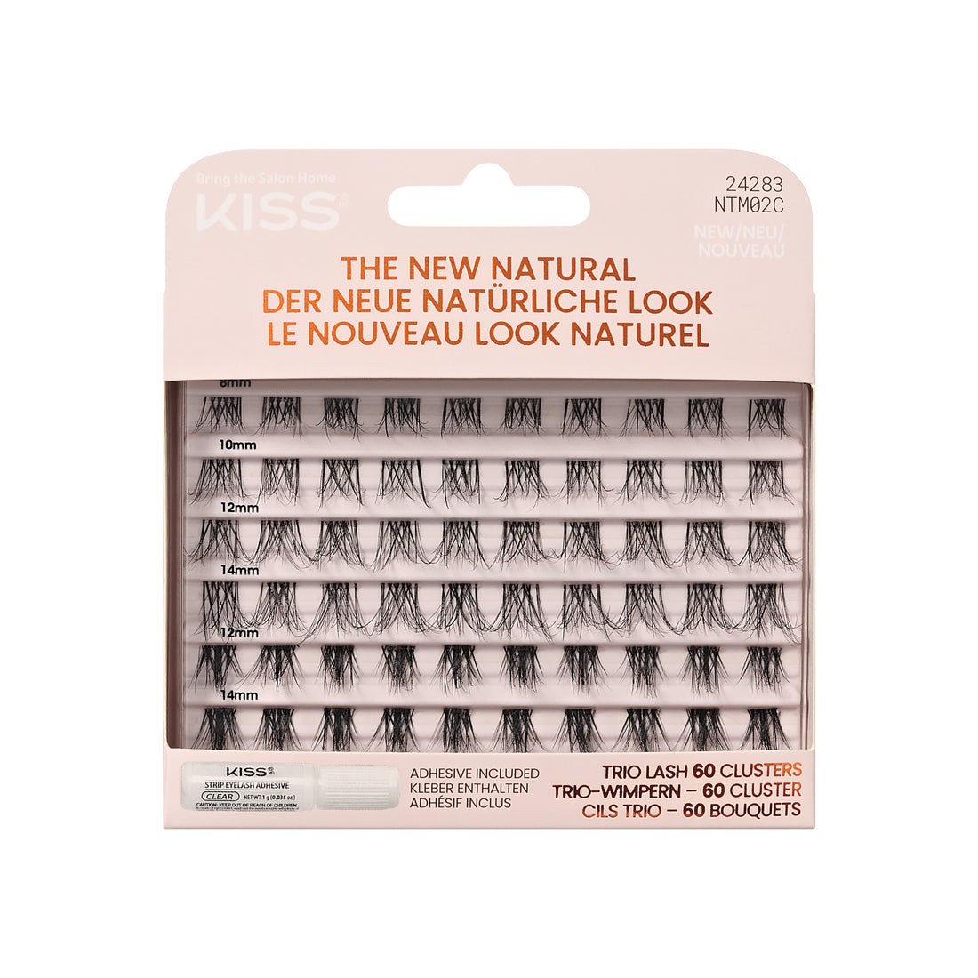 Kiss The New Natural False Eyelashes, Lash Extension Kit, Nude Blazer, 60 Trio Lash Clusters