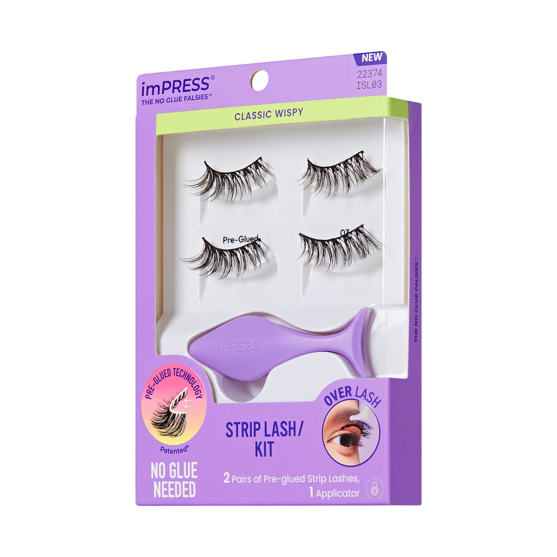 KISS imPRESS Pre-Glued Strip Lashes Kit, Classic Wispy, 2 Pair Self Adhesive Eyelashes (Copy)