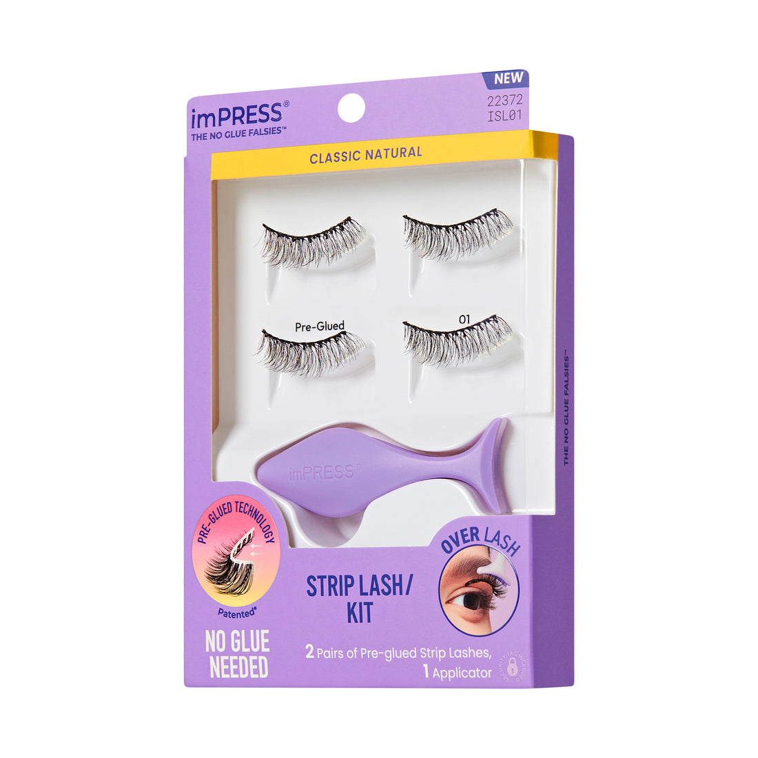 KISS imPRESS Pre-Glued Strip Lashes Kit, Classic Natural, 2 Pair Self Adhesive Eyelashes (Copy)