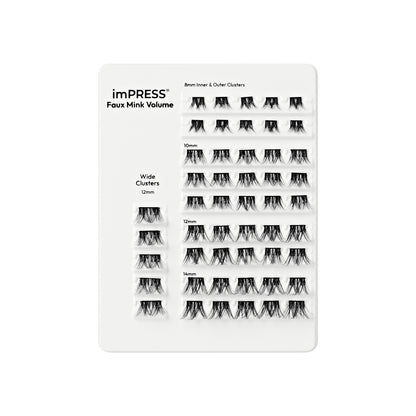 KISS imPRESS Pre-Glued Lash Clusters Multipack, Faux Mink Volume, 50 Self Adhesive Eyelashes