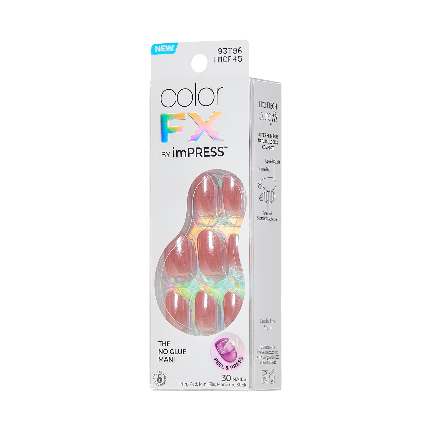 Kiss ColorFX od Impress Press On Nails, ‘Boundless’, Hnědá, Krátké Oválné, 30 Kusů