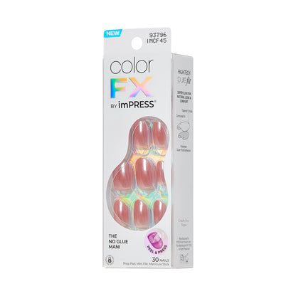 Kiss ColorFX od Impress Press On Nails, ‘Boundless’, Hnědá, Krátké Oválné, 30 Kusů