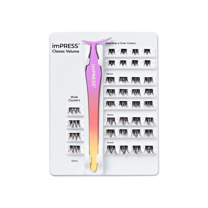 KISS imPRESS Falsies Press On Self Adhesive Eyelashes, Classic Volume, 36 Lash Clusters (Copy)