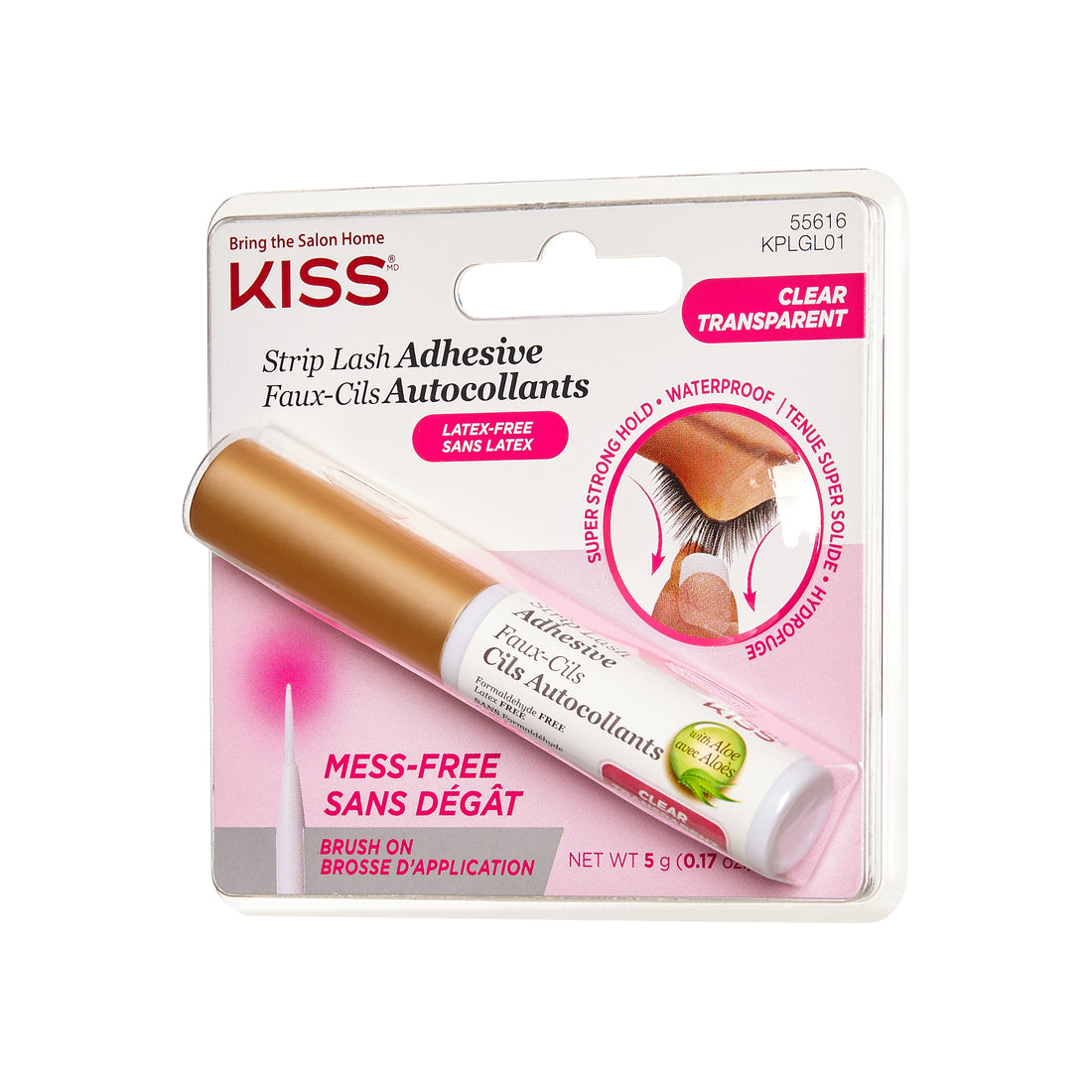 KISS Latex Free Brush-On Strip Eyelash Adhesive, Net Wt. 5g (0.17 oz.) - Clear