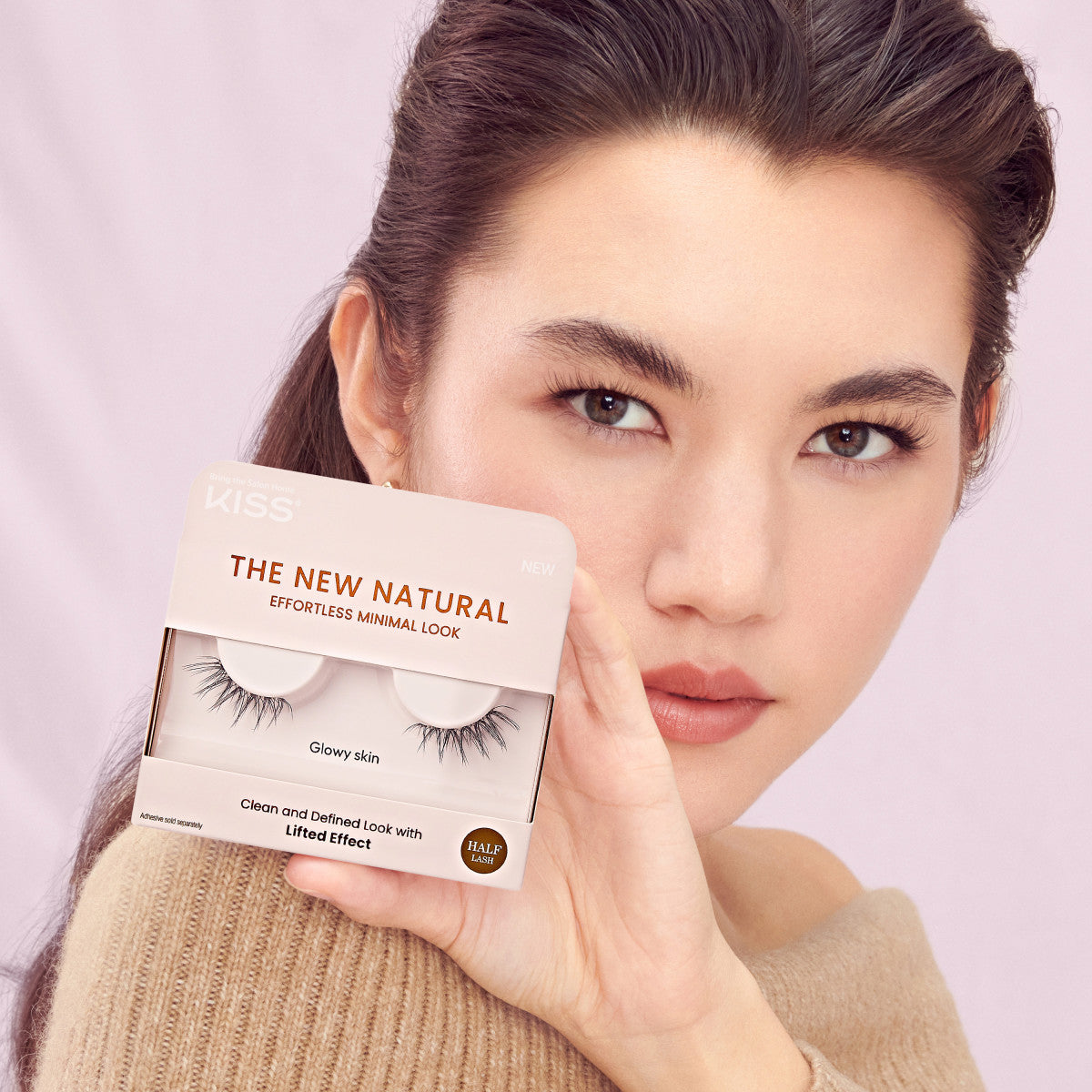 KISS The New Natural False Eyelashes Half Strip Lash Single Pack, &