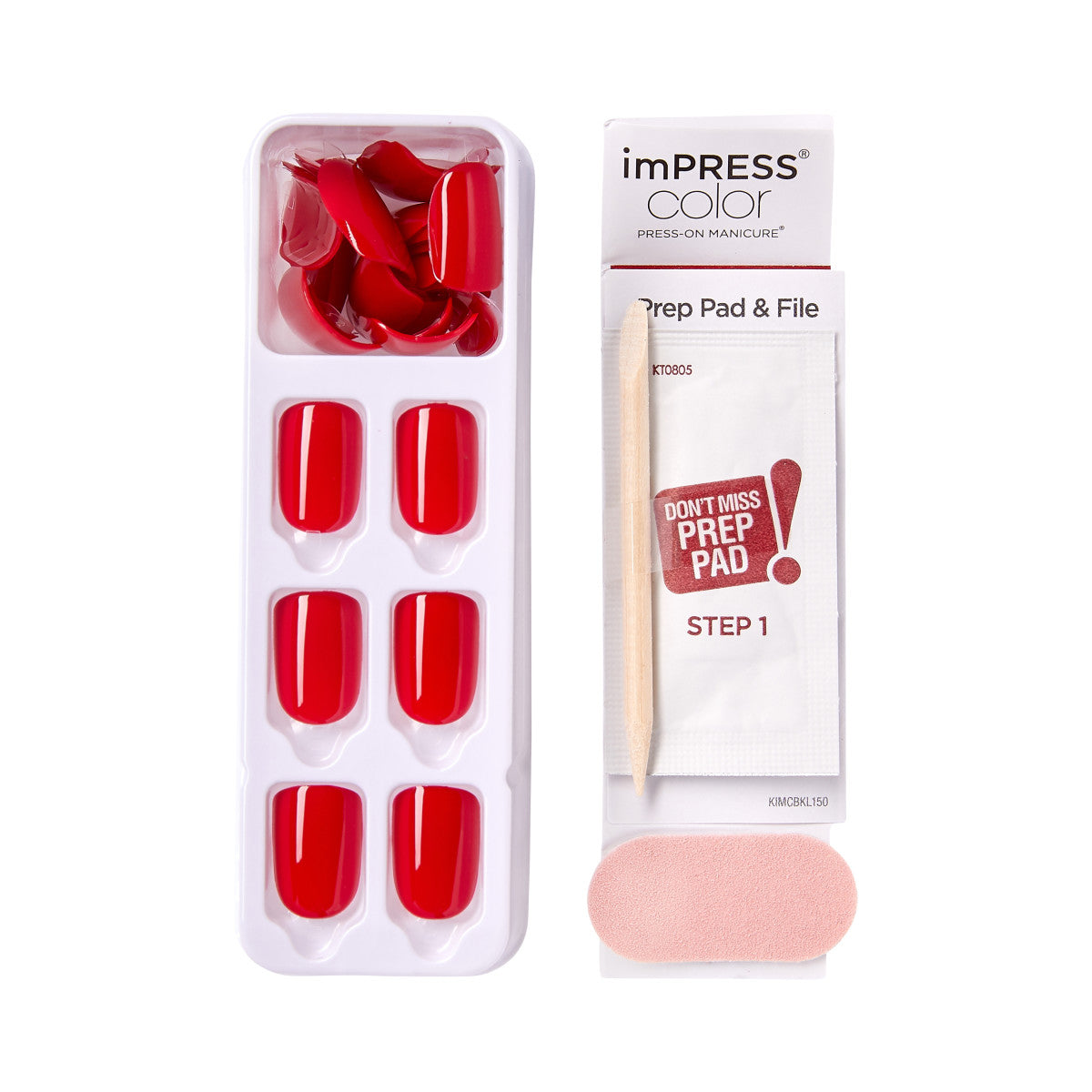 imPRESS Color No Glue Mani Press On Nails, Color, Reddy or Not, Červená, Short Zaoblený, 30 ks