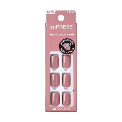 imPRESS Color No Glue Mani Press-On Nails, No Glue Needed, Růžová, Short Zaoblený, 33 ks