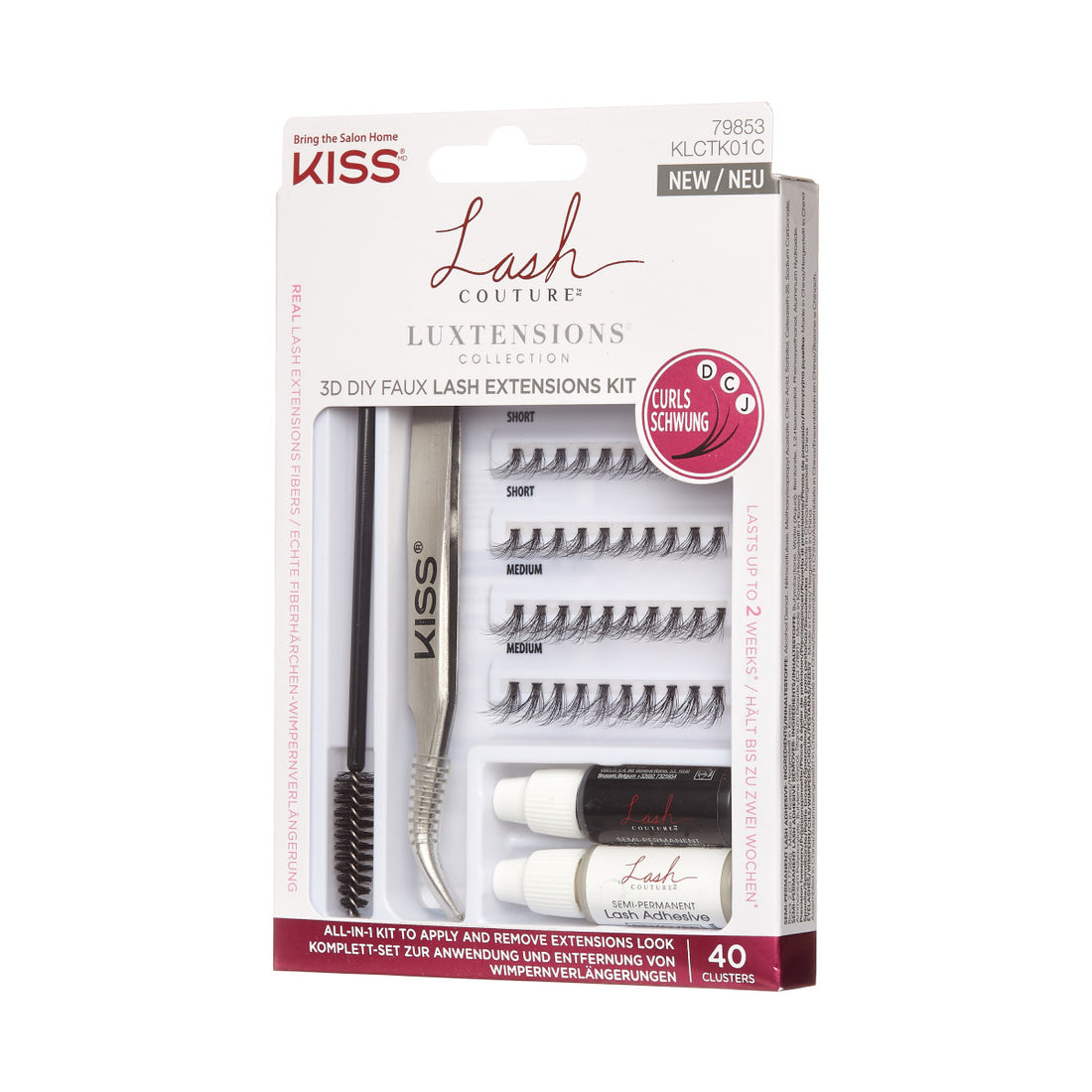 KISS Lash Couture Luxtension, False Eyelashes, Lash Extension Kit, 12mm, 40 Wisps