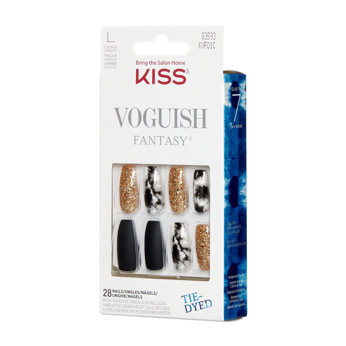 KISS Voguish Fantasy, Press-On Nails, New York, Černá, Long Coffin, 31 ks