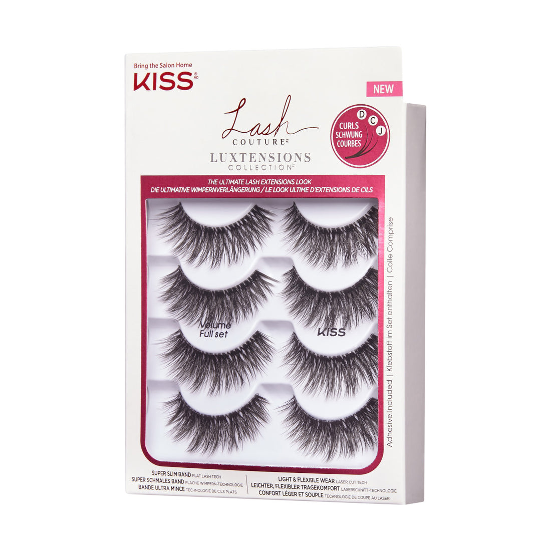 KISS Lash Couture LuXtensions False Eyelashes Multipack, Volume Full Set, 4 Pairs