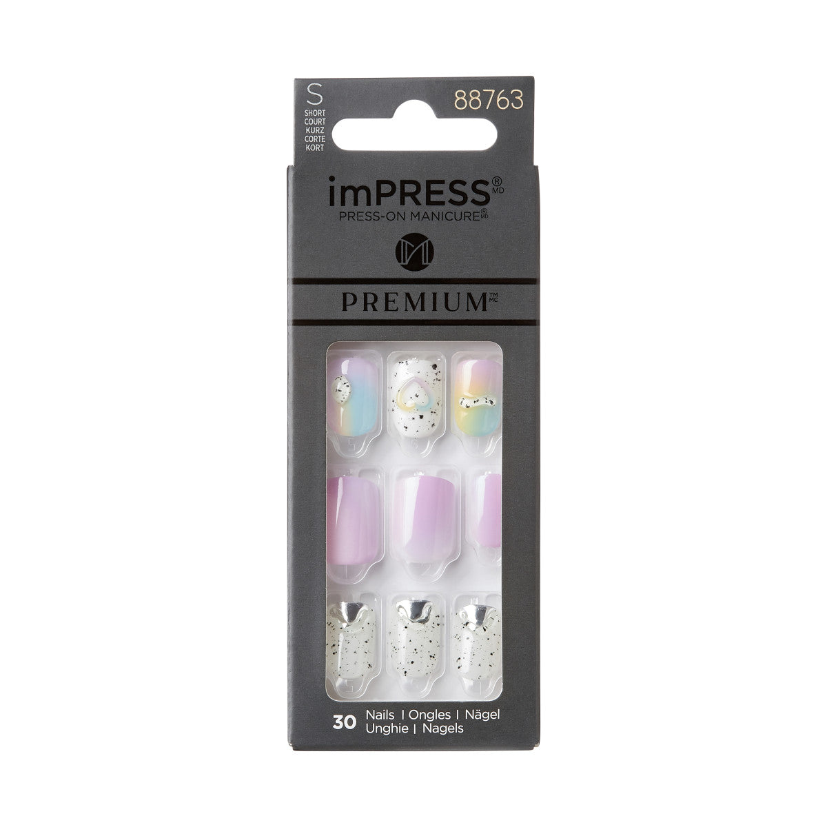 colorFX by imPRESS  Press-On Nails, No Glue Needed, Vícebarevná, Short Zaoblený, 30 ks