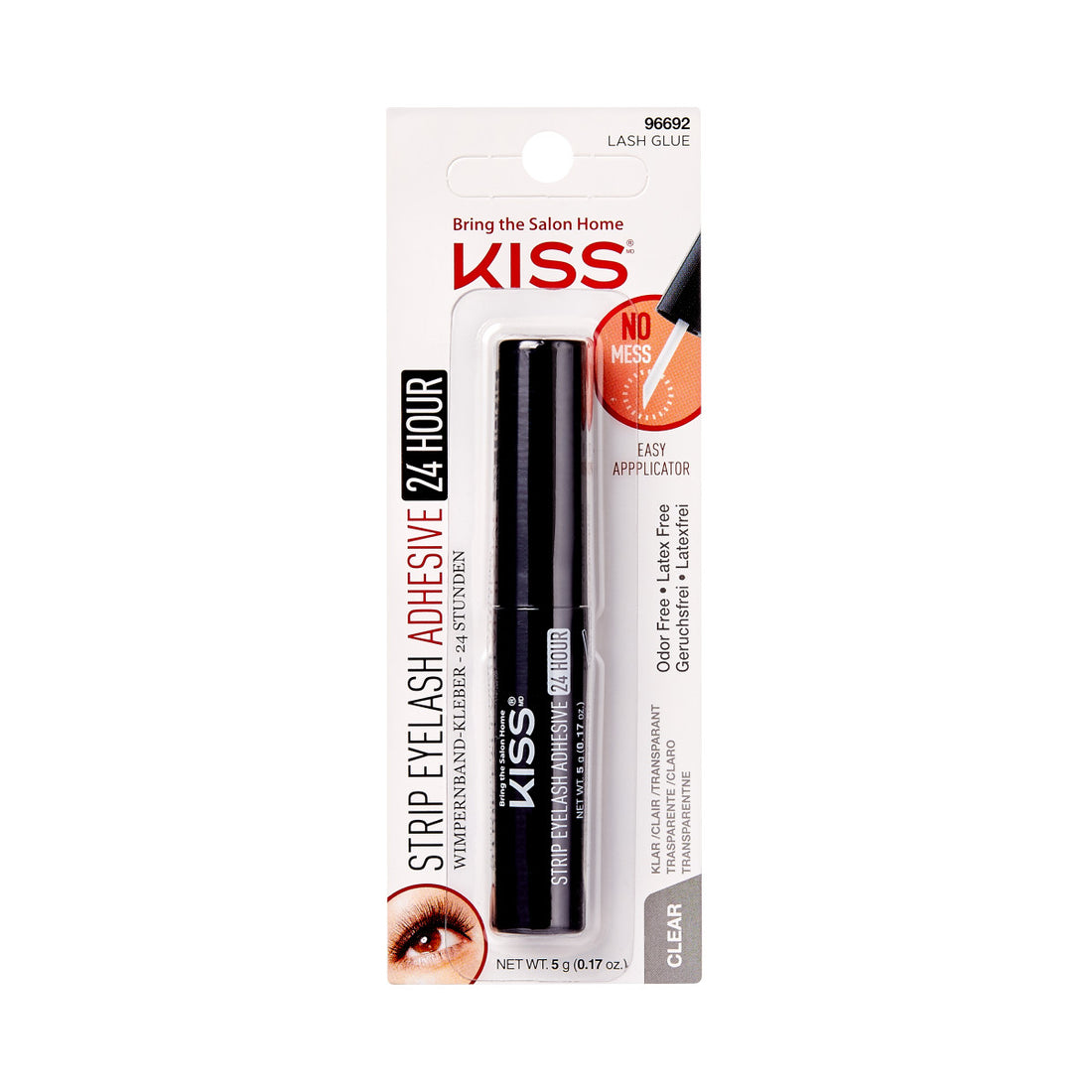 KISS 24 Hour Strip Lash Adhesive, Net Wt. 5g (0.17 oz.) - Clear