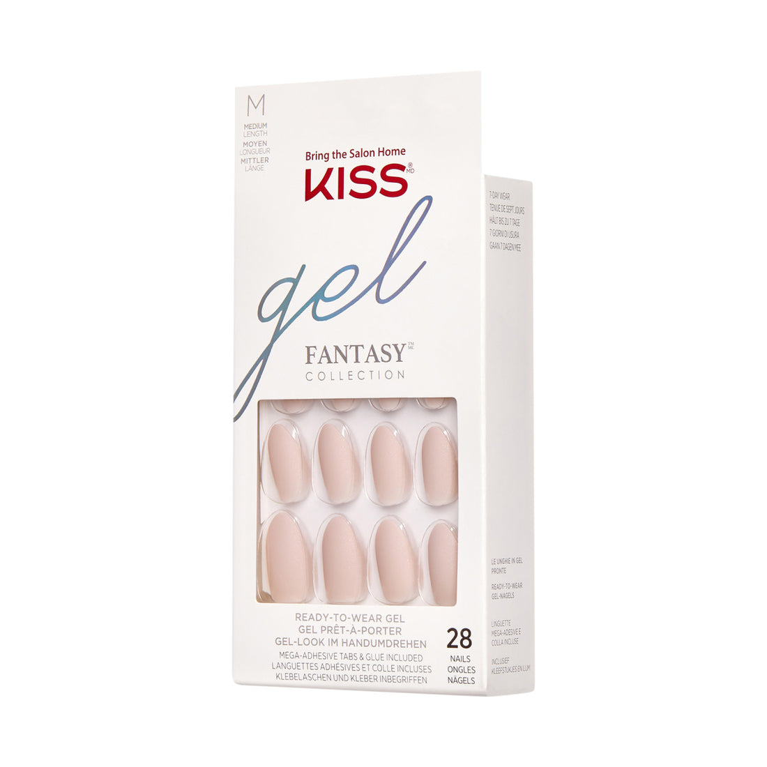 KISS Gel Fantasy, Press-On Nails, Wait n See, Pink, Medium Almond, 31 ct