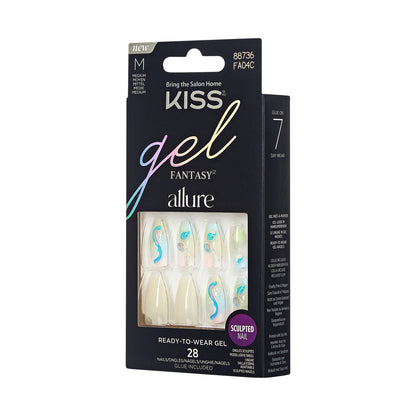 KISS Gel Fantasy Allure Press-On Nails, Band of Colors, Bílá, Medium Coffin, 31 ks