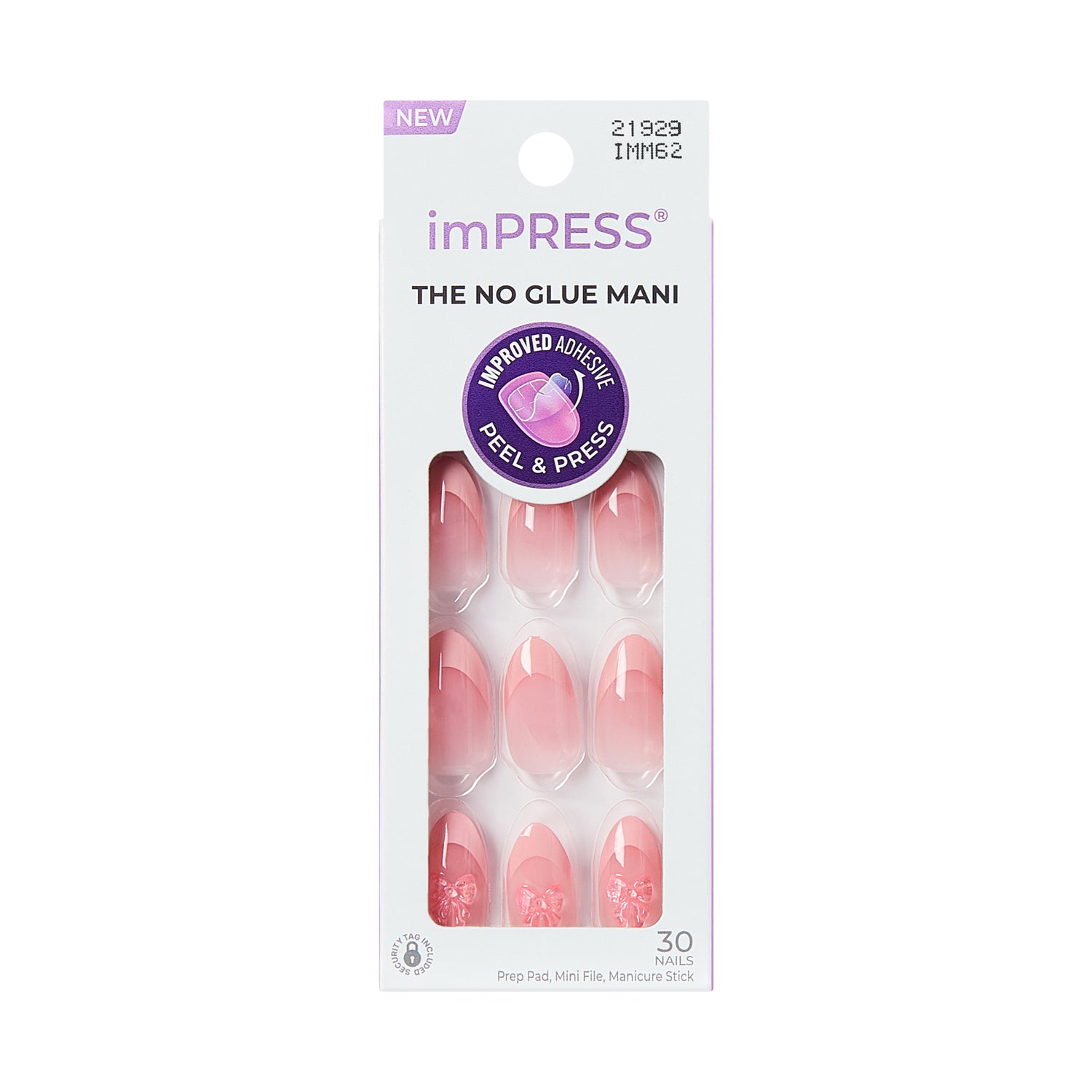 Kiss Impress Press On Nails Almond, ‘Glow Muse’, Růžová, Střední, 30 Kusů