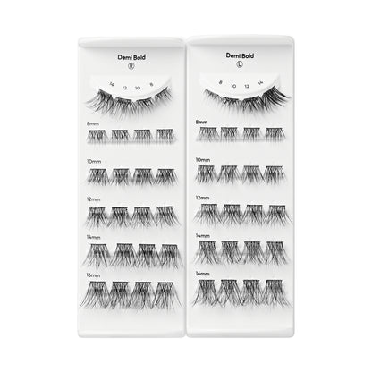 Kiss Impress Long Lasting Pre-Glued Lash Clusters Kit, Demi Bold, 48 Self Adhesive Eyelashes