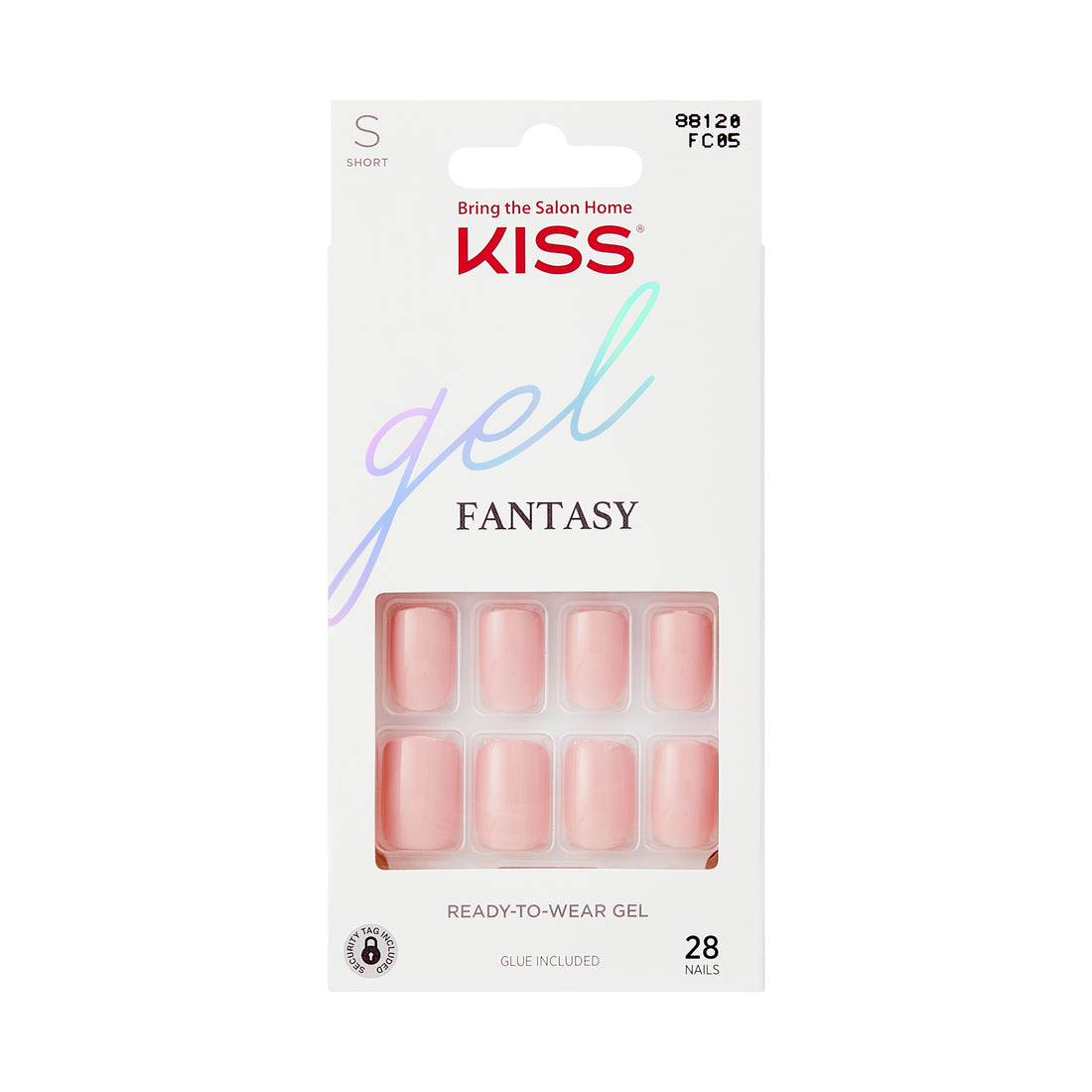 Kiss Gel Fantasy Solid Color Press On Nails, Gray, Short, Squoval Shape, 28 Ct.