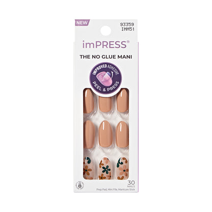 Impress Design Press On Nails, bez potřeby lepidla, béžové, střední délka, mandlový tvar, 30 ks.