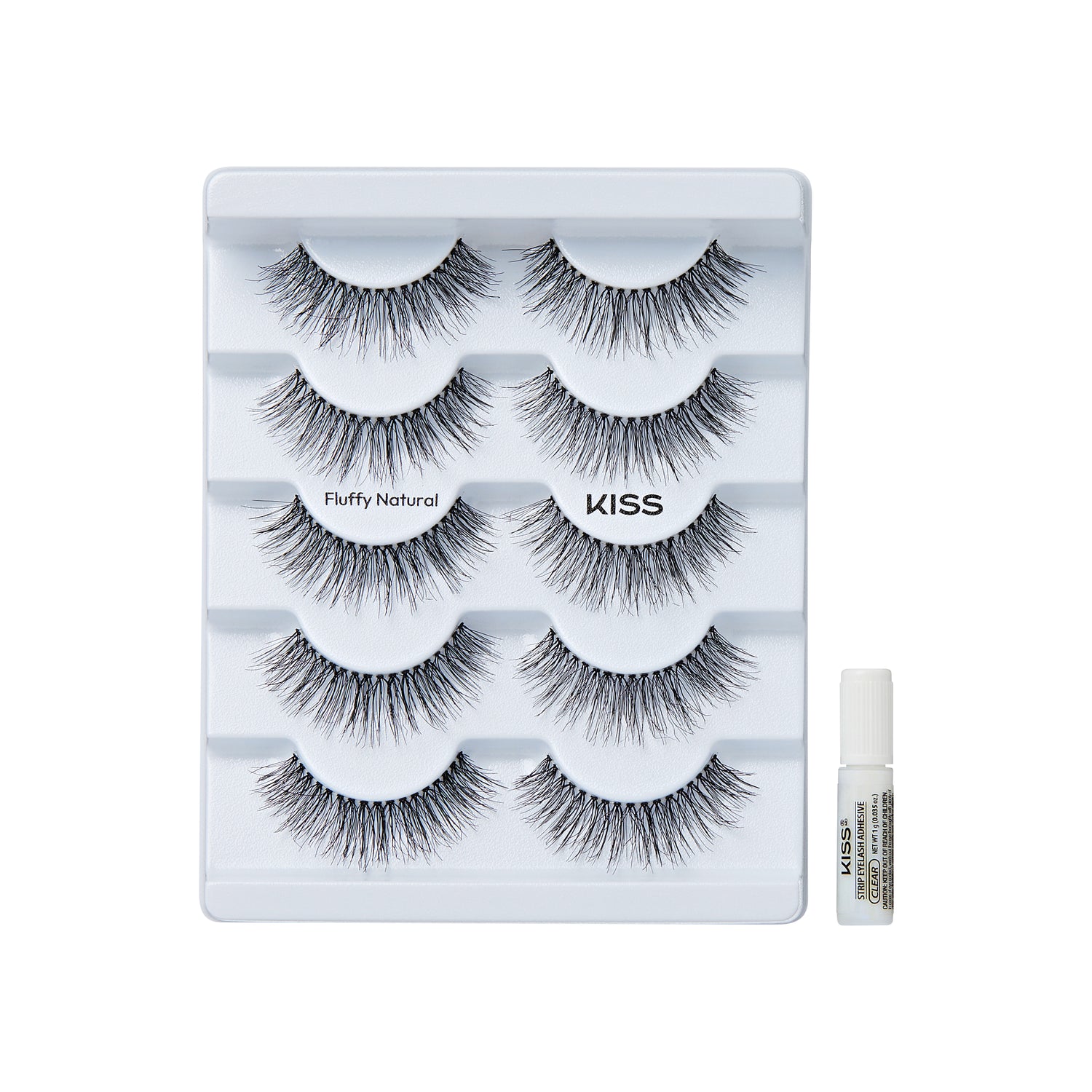 KISS So Natural falešné řasy, „Fluffy Natural“, 10 mm–12 mm, střední objem, 5 párů