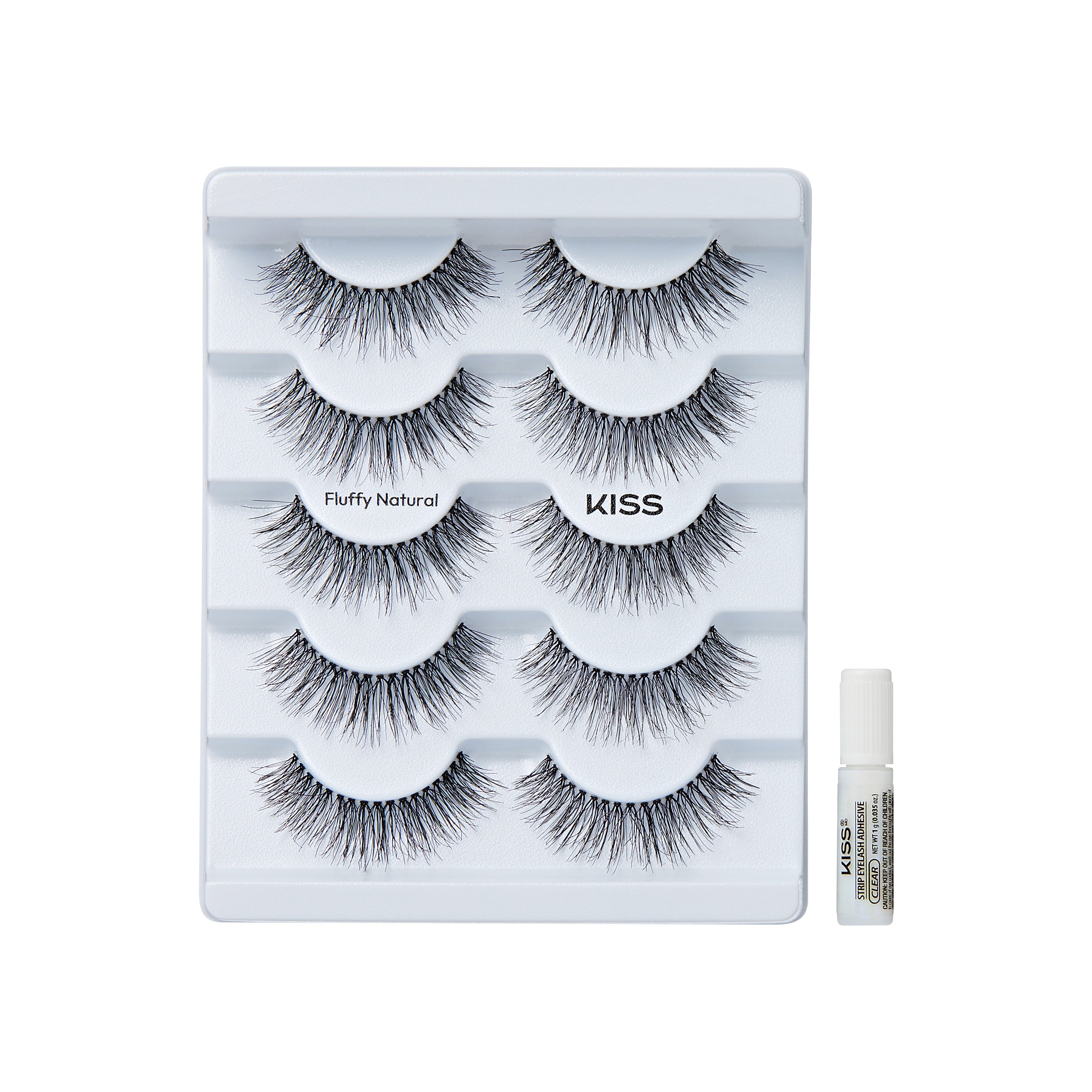 KISS So Natural falešné řasy, „Fluffy Natural“, 10 mm–12 mm, střední objem, 5 párů