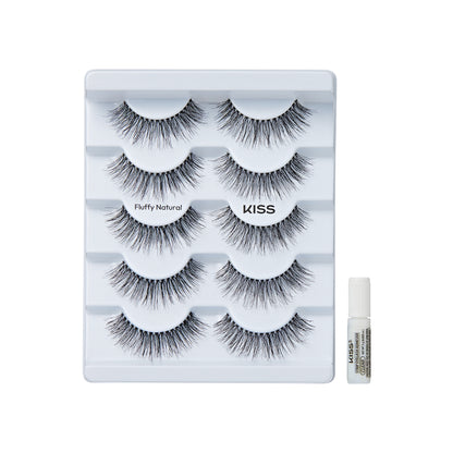 KISS So Natural falešné řasy, „Fluffy Natural“, 10 mm–12 mm, střední objem, 5 párů