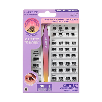 KISS imPRESS Falsies Press On Self Adhesive Eyelashes, Classic Volume, 36 Lash Clusters (Copy)
