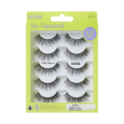 KISS So Natural falešné řasy, „Fluffy Natural“, 10 mm–12 mm, střední objem, 5 párů