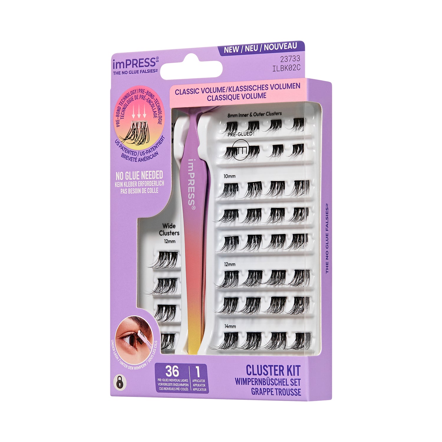 KISS imPRESS Falsies Press On Self Adhesive Eyelashes, Classic Volume, 36 Lash Clusters (Copy)