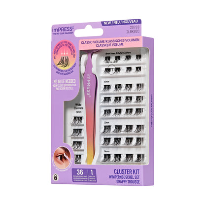 KISS imPRESS Falsies Press On Self Adhesive Eyelashes, Classic Volume, 36 Lash Clusters (Copy)