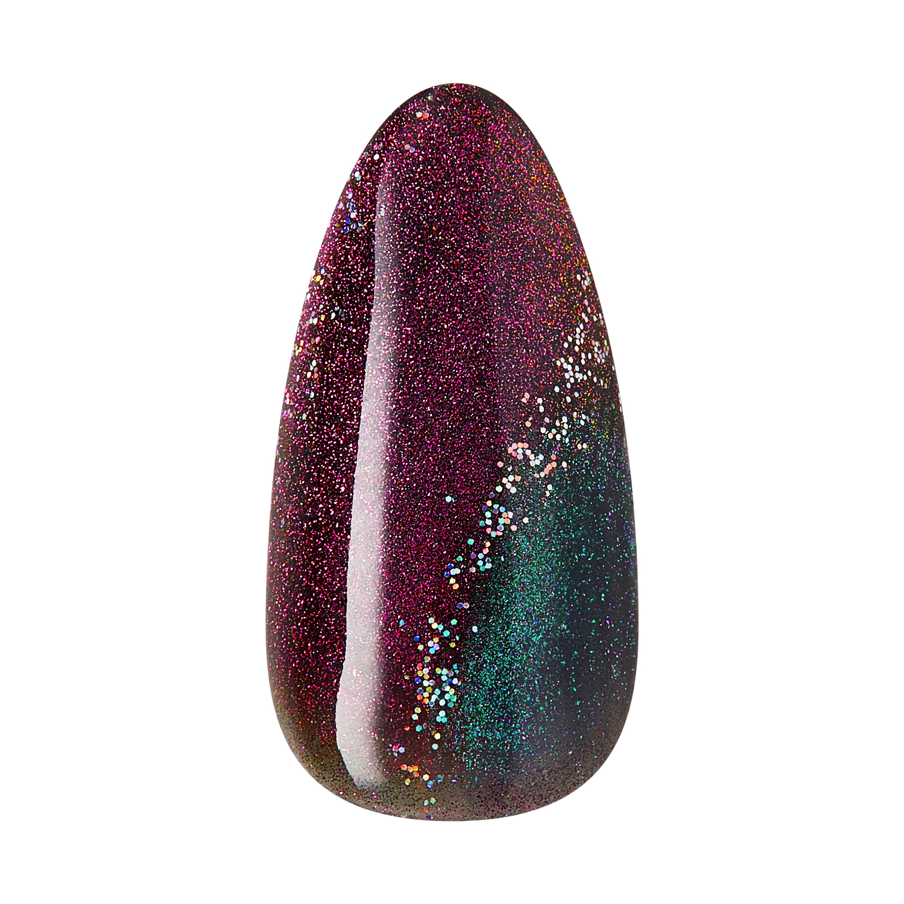 Kiss Gel Fantasy Magnetic Press On Nails, ‘Moonlit Veil’, Black, Short Oval, 28 Count