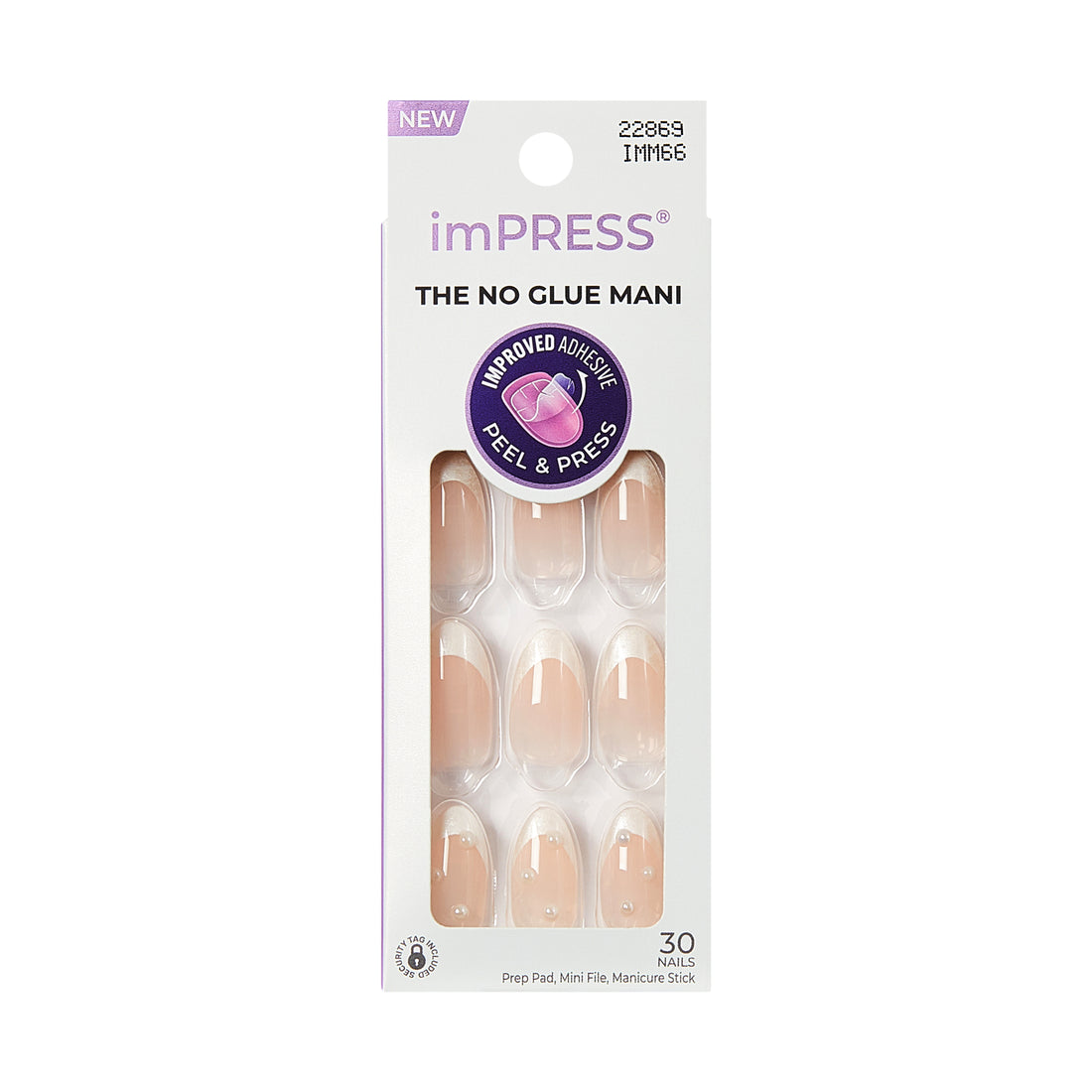 KISS imPRESS Press On Nails Almond, ‘Chills’, White, Medium, 30 Count (Copy)