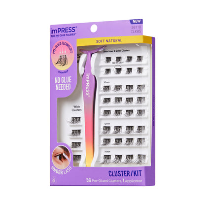 KISS imPRESS Press On Self Adhesive Eyelashes, 8mm–14mm, Soft Natural, 36 Lash Clusters (Copy)