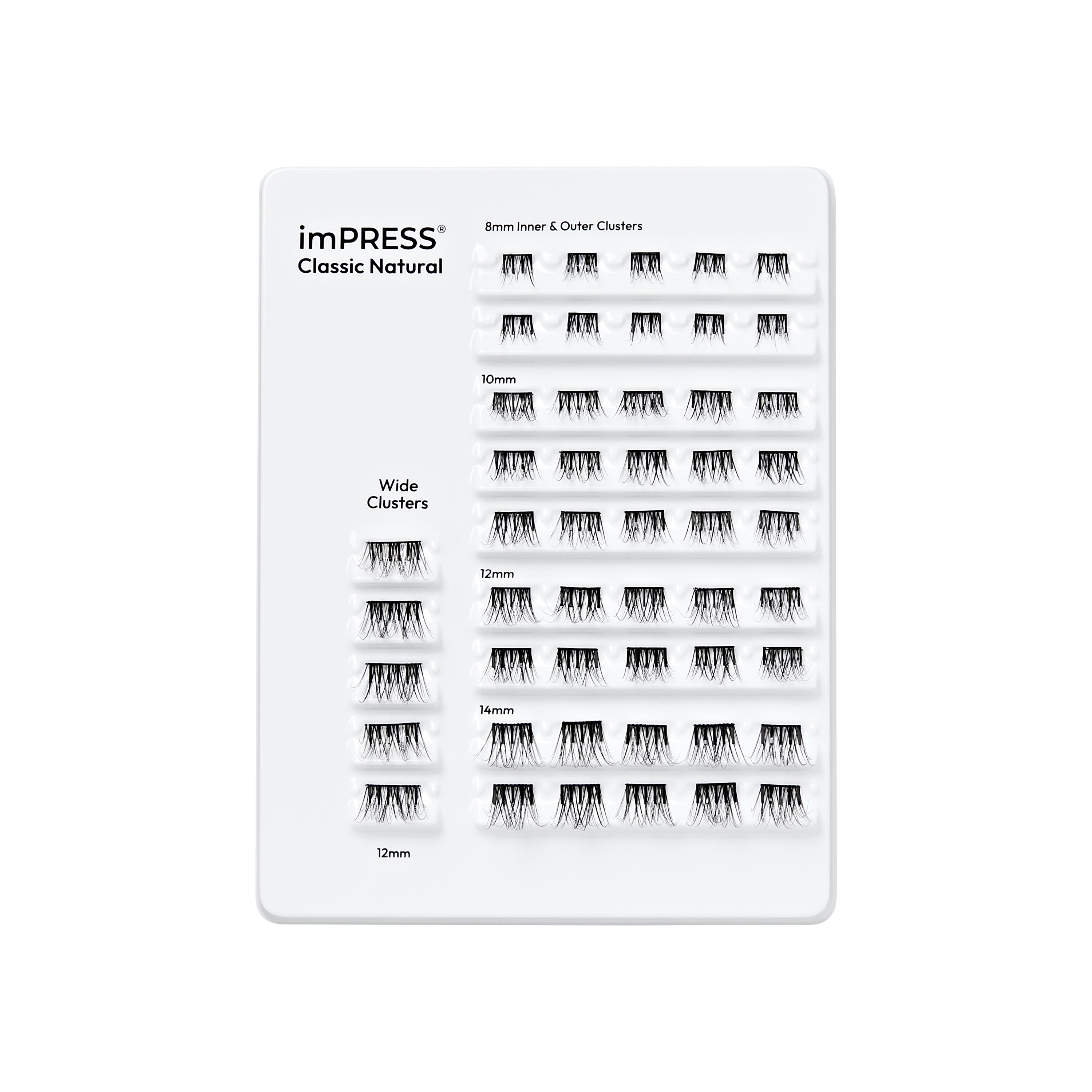 Kiss Impress Předlepené Řasy Klusterů Multipack, Klasické Přirozené, 50 Samolepicích Řas