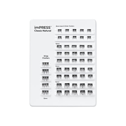 Kiss Impress Předlepené Řasy Klusterů Multipack, Klasické Přirozené, 50 Samolepicích Řas