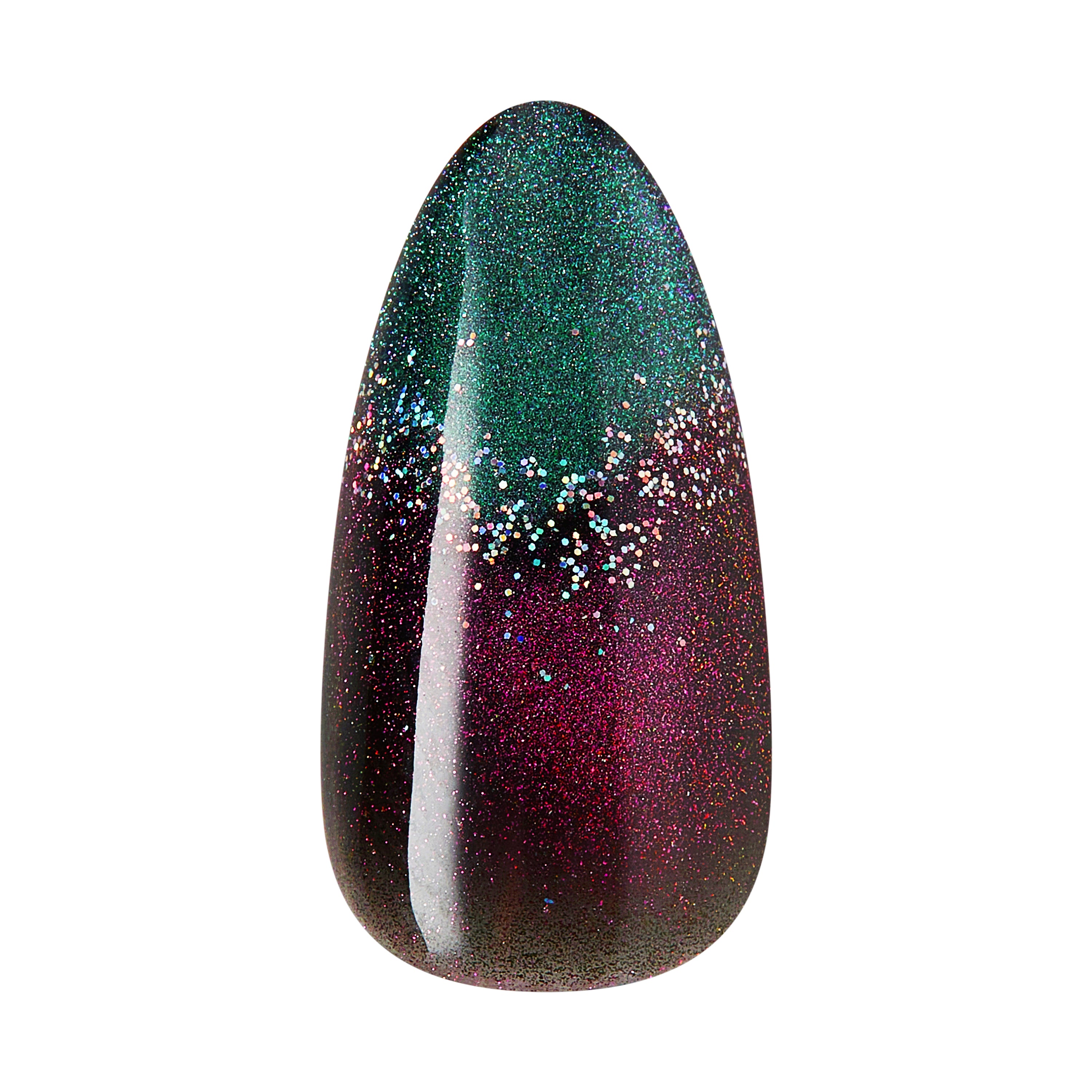 Kiss Gel Fantasy Magnetic Press On Nails, ‘Moonlit Veil’, Black, Short Oval, 28 Count